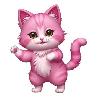 chibi anime pink cat dancing sticker