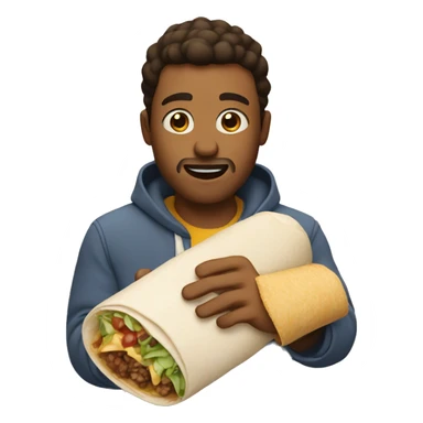 man holding a burrito like he is feeding a baby sticker