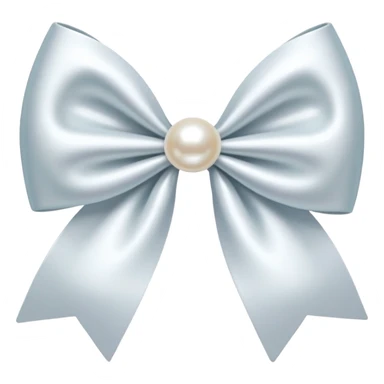 white satin bow emoji with a pearl sticker