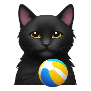 a black cat with a beard and a volleyball sticker