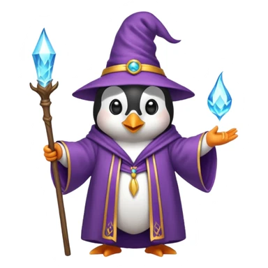 penguin wizard casting a spell sticker