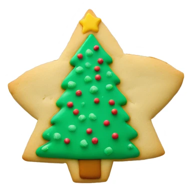 One Round sugar cookie with green Christmas tree in center of cookie sticker