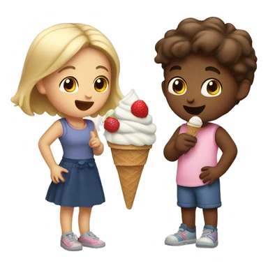 Girl and boy eating ice cream sticker