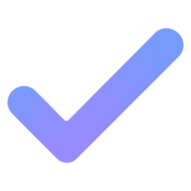 checkmark icon, blue and purple gradient sticker