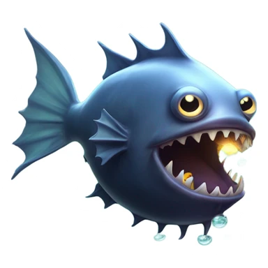 Anglerfish with glowing lure, sharp teeth, and big eyes. sticker