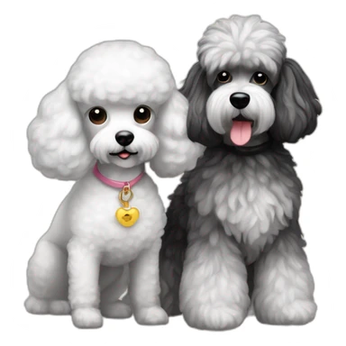 Mini toys poodle blanca junto a una schnauzer sticker