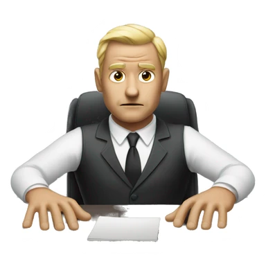 evil business man hands on desk sticker