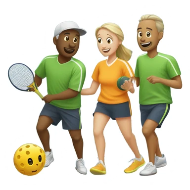 Two couples playing pickleball sticker