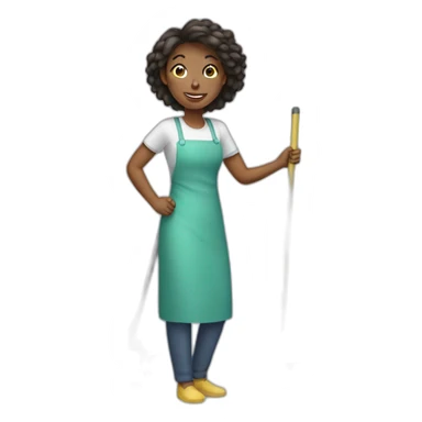 woman cleaning sticker