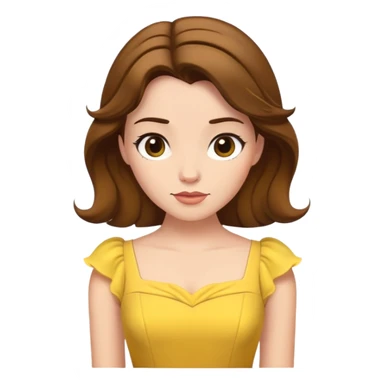 minimal Belle princess with yellow dress and brown hair, extremely simple sticker