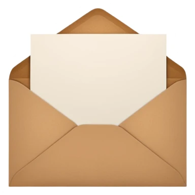 blank greeting card open with brown envelope next to it sticker