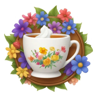 Tea in a nice cup with flowers sticker