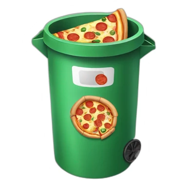 A garbage bin with pizza in it sticker
