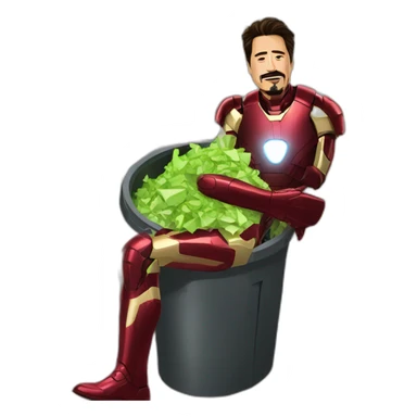 Tony Stark thowing his iron man suit in the garbage sticker
