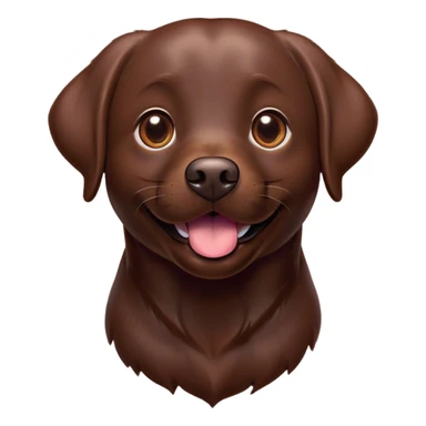 Cinematic Comical Chocolate Labrador Portrait Emoji, Head tilted dramatically with an exaggeratedly amused expression, featuring a glossy chocolate Fur with a rich, radiant finish, wide, expressive brown eyes filled with playful disbelief, Simplified yet hilariously expressive features, highly detailed, glowing with a slightly sassy glow, high shine, dramatic yet playful, stylized with an air of cheeky mischief, bright and endearing, soft glowing outline, capturing the essence of a spirited and over-the-top companion, so meme-worthy it feels like it could side-eye its way into internet fame instantly! sticker