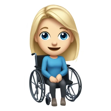 Screaming white girl with blonde hair and blue eyes in wheel chair taking selfies sticker
