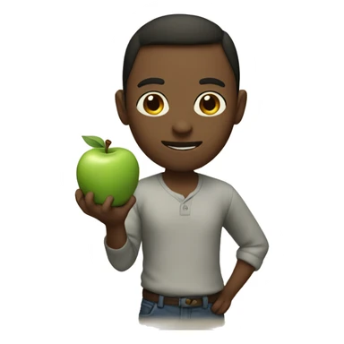 me holding a apple sticker