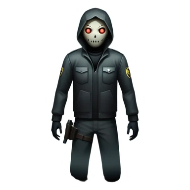 An icon featuring a dark, eerie atmosphere with a spooky environment, inspired by horror games like Resident Evil. The design includes ominous lighting, creepy shadows, and a silhouette of a character in distress. Transparent background enhances the chilling vibe of the scene. sticker