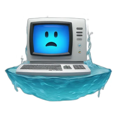 computer inside water sticker