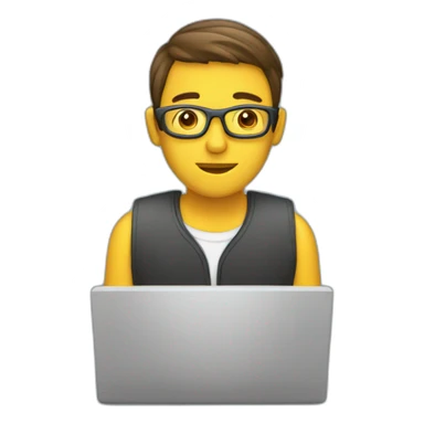 guy working at computer coding sticker