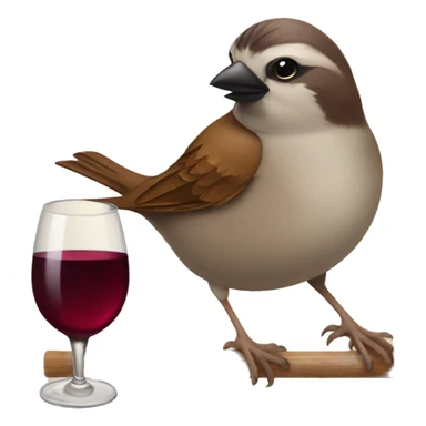 sparrow with wine sticker
