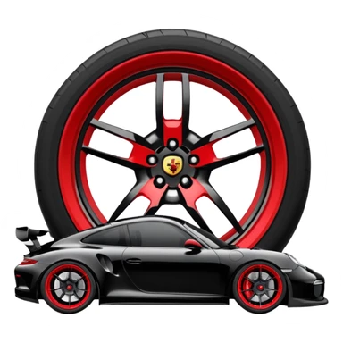 black porsche gt3, black rims, red caliper sticker