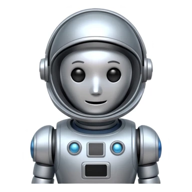 robot with astronaut's helmet sticker