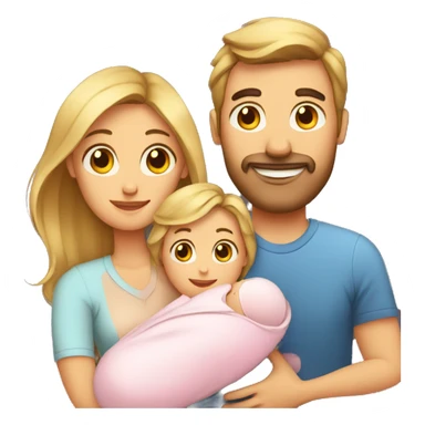 mom dad and newborn sticker