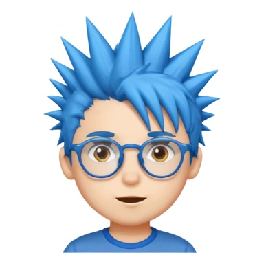 blue spiky haired kid with glasses sticker
