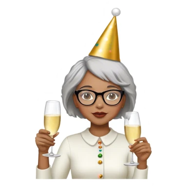 Light skinned Black girl with glasses short natural gray haircut celebrating new year’s  sticker