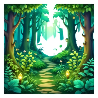 enchanted forest with dense foliage and soft magical glow, fantasy vibe sticker