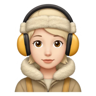 me wearing beige ear muffs sticker