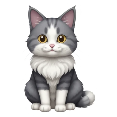 full body dark grey and white cat with white front legs sticker