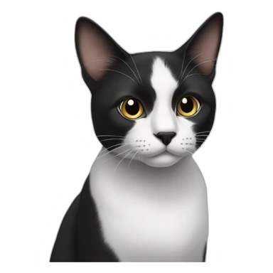 Black and white cat with a Black nose sticker
