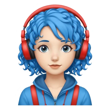 blue haired earringed heaphone wearing girl very curly haired sticker