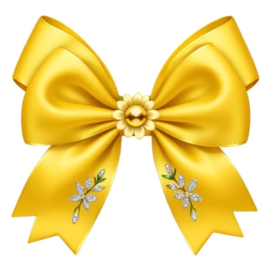 yellow flower bow with glitter sticker