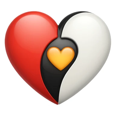 Yarı siyah yarı beyaz kalp sticker