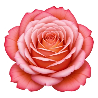 Still life realistic Colorshifting pale pink, to bright pink, to bright coral orange rose head only sticker