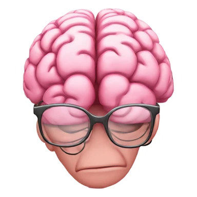 Pink brain with glasses reading a book sticker