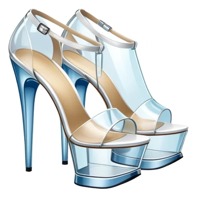 ultra realistic pair of platform open toe glass heels sticker
