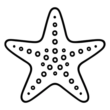 outlined starfish with detailed five arms, ocean creature icon sticker