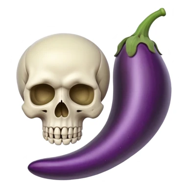A skull and an big eggplant sticker