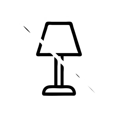 simple green lamp silhouette inside a red circle with a diagonal line, universal not allowed sign, icon style sticker