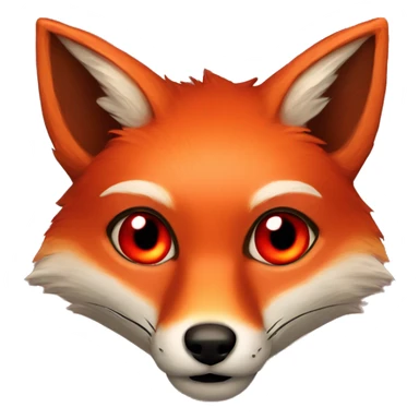 deep lush red fox face with tiny red heart instead of eyes sticker