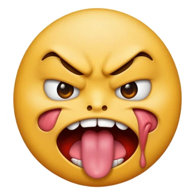 A furios emoticon with tongue sticker