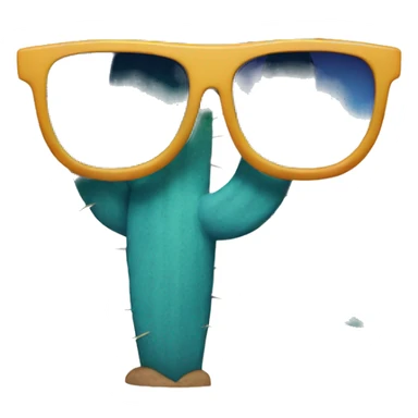 Blue cactus with sunglasses sticker
