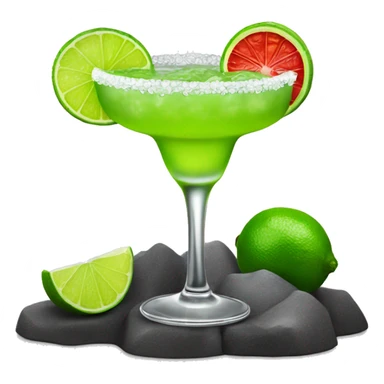 realistic lime margarita with red tajin rim on the rocks sticker