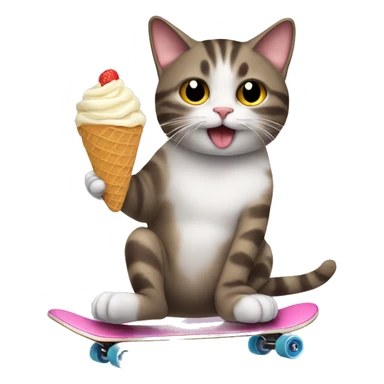 Cat eating icecream on the skate sticker