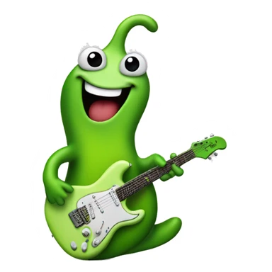 Happy green slug playing electric guitar sticker