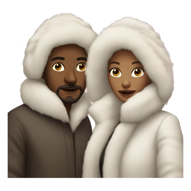 White couple in long fur coats sticker